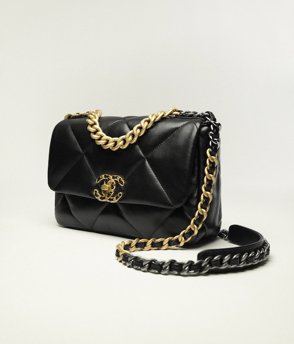 CHANEL 19 Handbag Shiny Lambskin, Gold-Tone, Silver-Tone & Ruthenium-Finish Metal 2
