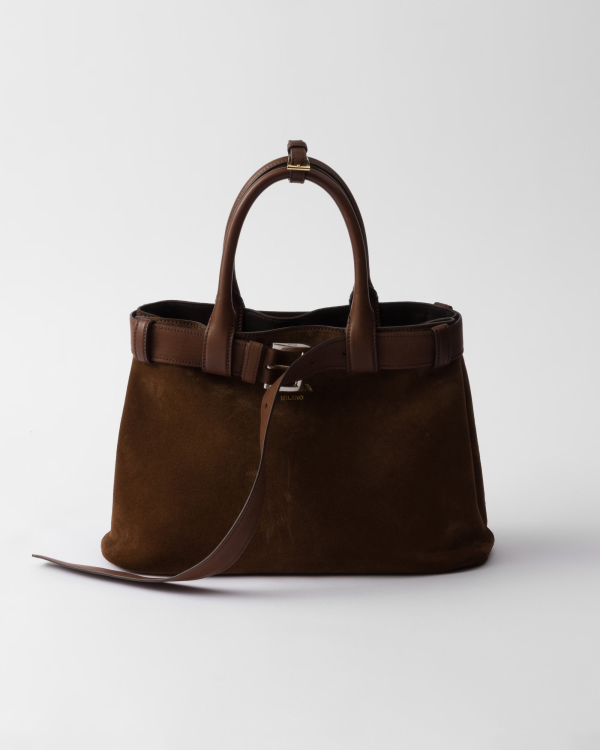 Prada Buckle 1BA417 Medium Suede  eather Drawstring Bag
